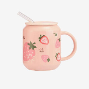 Valcla Portable Glass Kettle Straw Cup Mug Pink