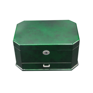 Octagonal green wooden box