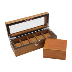 Matte Brown Wood Grain Paper Watch Box
